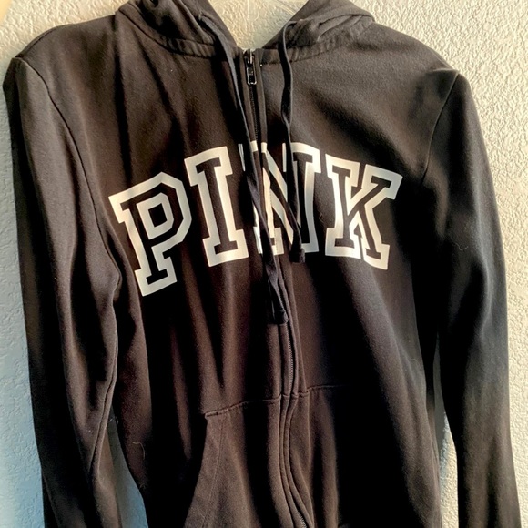 Victoria’s Secret Pink Black Zip Up Hoodie - Picture 1 of 3